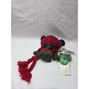 Russ Berrie Small Frog Wearing A Scarf Soft Toy Beanie 6" The Christmas Sampler